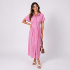 Hemdenblusen Maxikleid Candy Pink