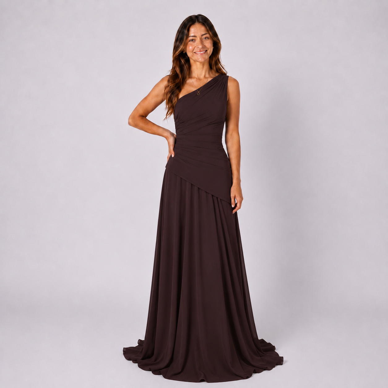 Einschultriges Maxikleid Einfarbig